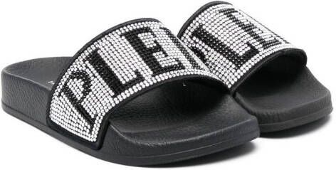 Philipp Plein Junior Plein crystal-embellished slides Black