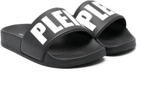 Philipp Plein Junior Plein print pool slides Black