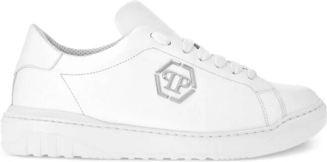 Philipp Plein logo-appliqué leather sneakers White