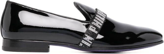 Philipp Plein logo-embellished patent slippers Black