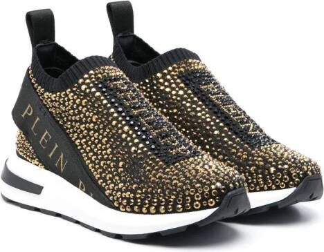 Philipp Plein Junior logo-embellished slip-on sneakers Black