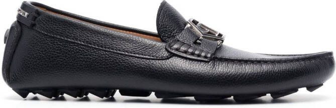 Philipp Plein logo moccasin loafers Black