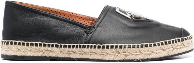Philipp Plein logo-plaque leather espadrilles Black