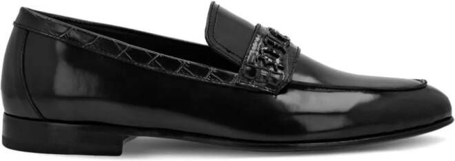 Philipp Plein logo-plaque leather loafers Black