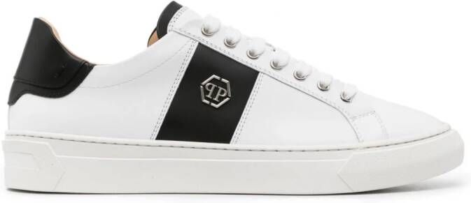 Philipp Plein logo-plaque leather sneakers White