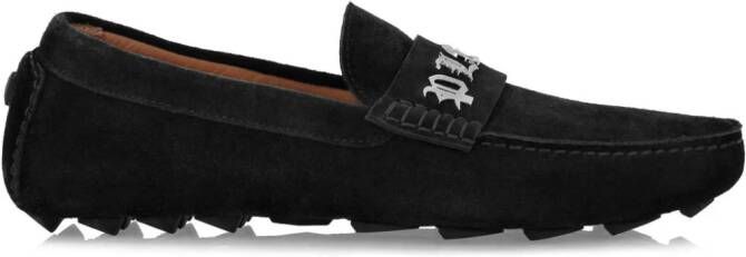 Philipp Plein logo-plaque suede loafers Black