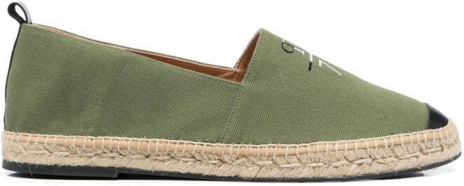 Philipp Plein logo-print leather-trim espadrilles Green