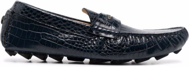 Philipp Plein lug sole leather moccasins Blue