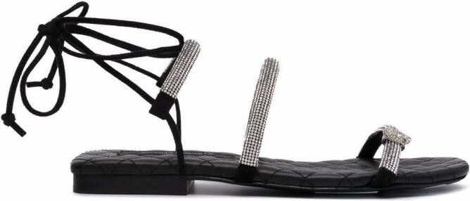 Philipp Plein maltese flat crystal sandals Black