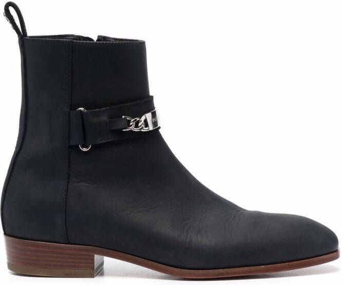 Philipp Plein Nabuk leather ankle boots Black
