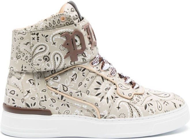 Philipp Plein paisley-print hi-top sneakers Neutrals
