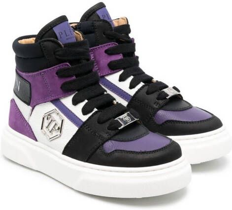 Philipp Plein Junior panelled high-top sneakers Black