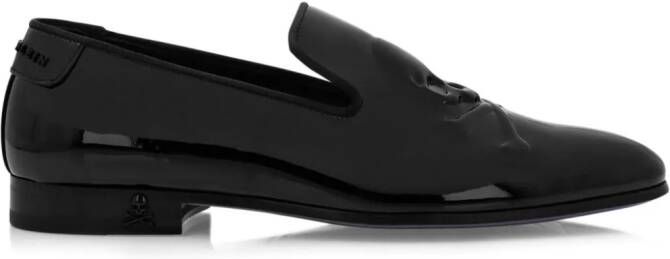 Philipp Plein Skull&Bones patent leather loafers Black