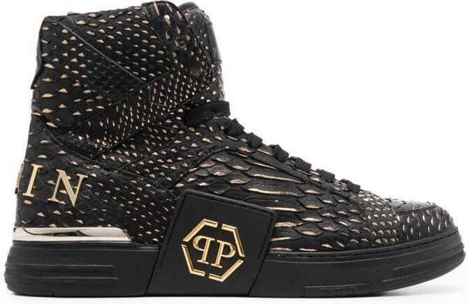 Philipp Plein snakeskin-effect high-top sneakers Black