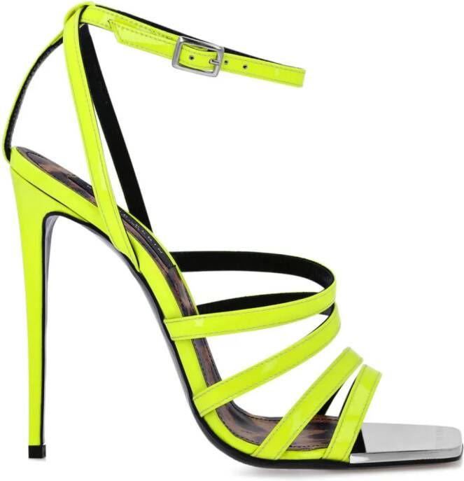 Philipp Plein square-toe patent leather sandals Yellow