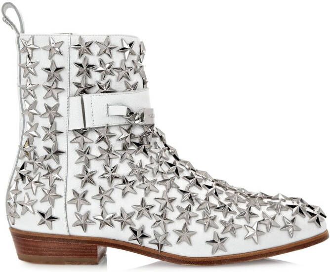 Philipp Plein Stars leather boots White