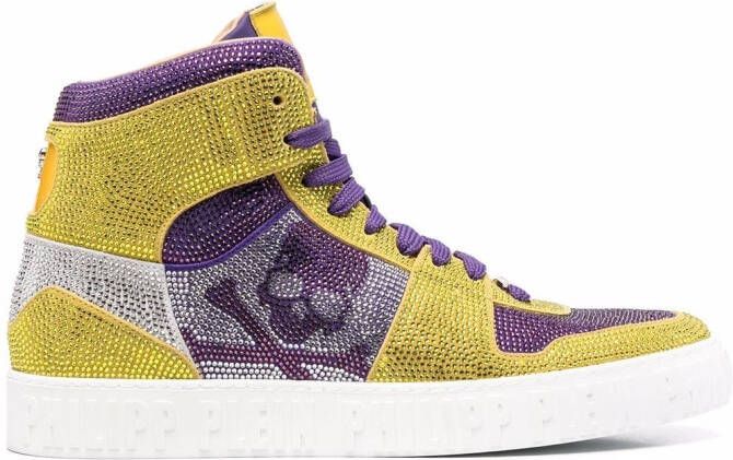 Philipp Plein Strass Skull high-top sneakers Yellow