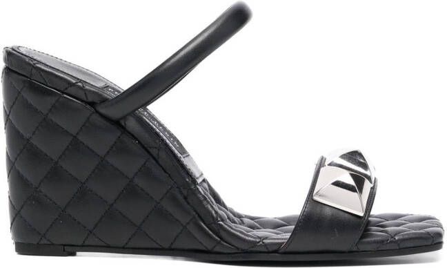 Philipp Plein Matelasse leather wedges Black