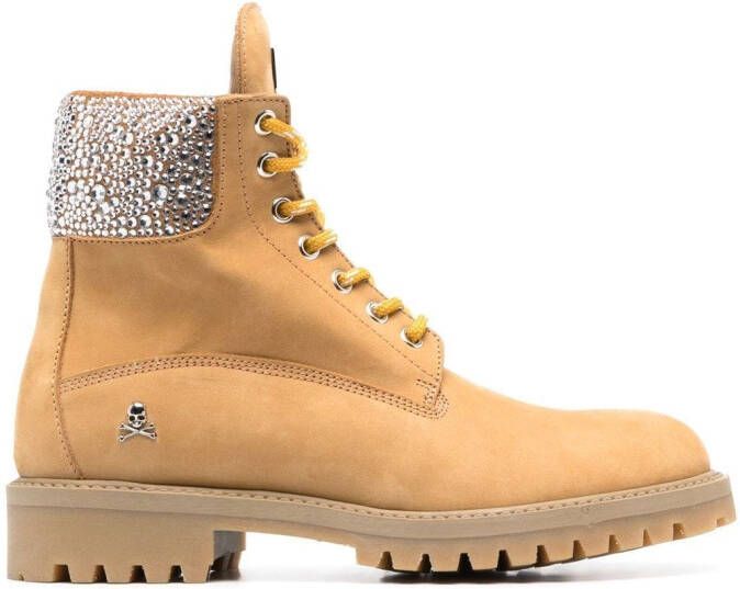 Philipp Plein The Hunter crystal embellished ankle boots Neutrals