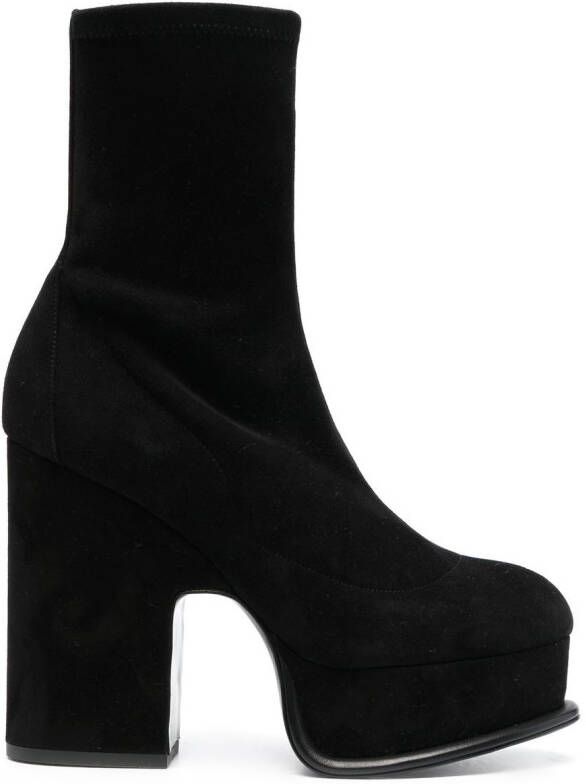 Pierre Hardy suede platform boots Black