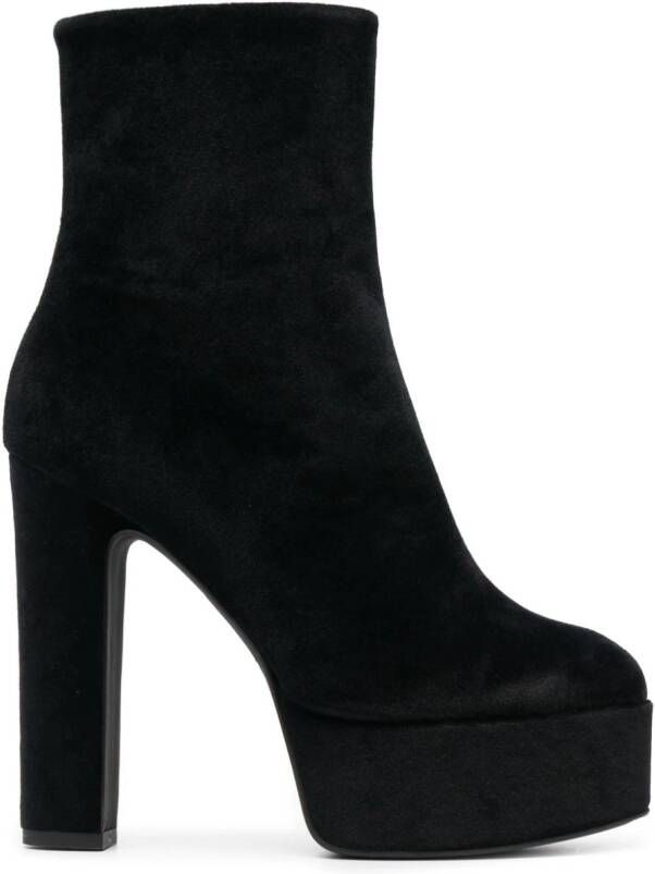 PINKO 135mm suede platform ankle boots Black