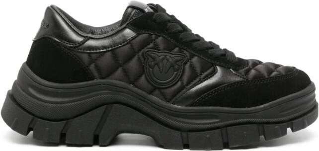 PINKO Love Birds-patch quilted sneakers Black