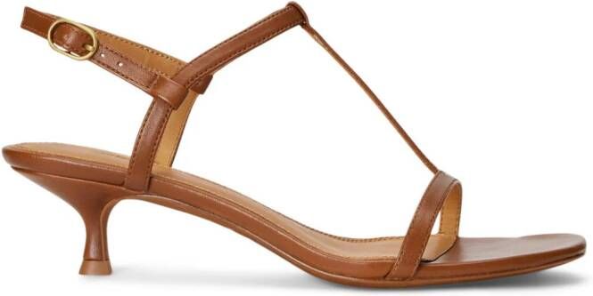 Polo Ralph Lauren 40mm kitten-heel leather sandals Brown