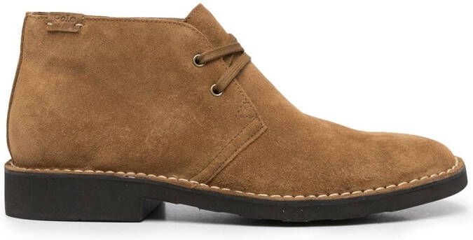 Polo Ralph Lauren logo-patch suede ankle boots Brown