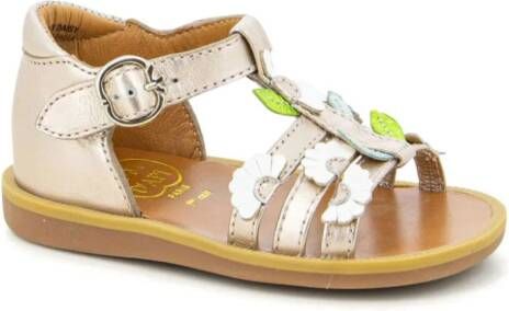 Pom D'api floral leather sandals Gold