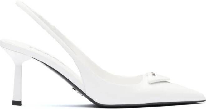Prada 75mm leather slingback pumps White