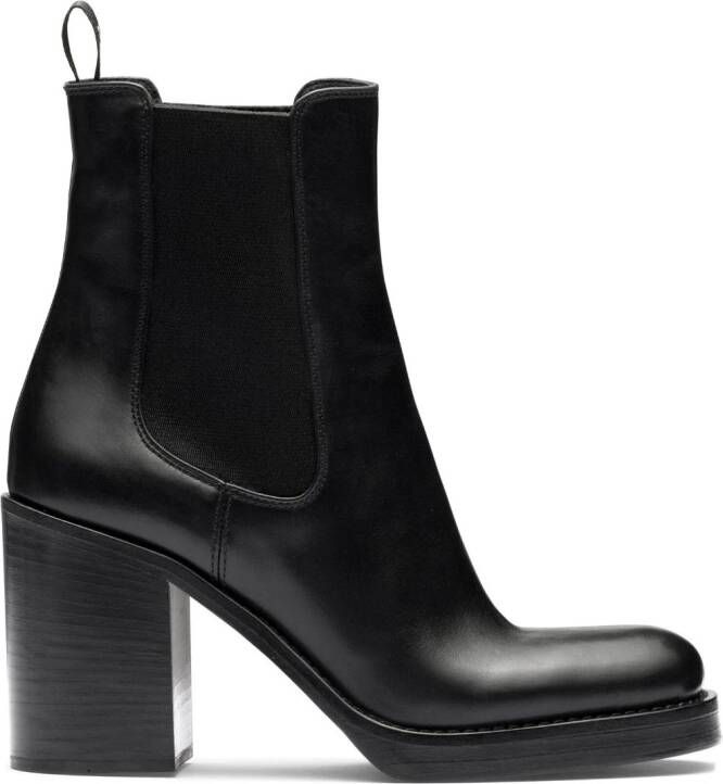 Prada brushed leather 85mm ankle boots Black