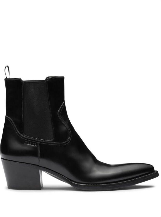 Prada brushed leather Chelsea boots Black