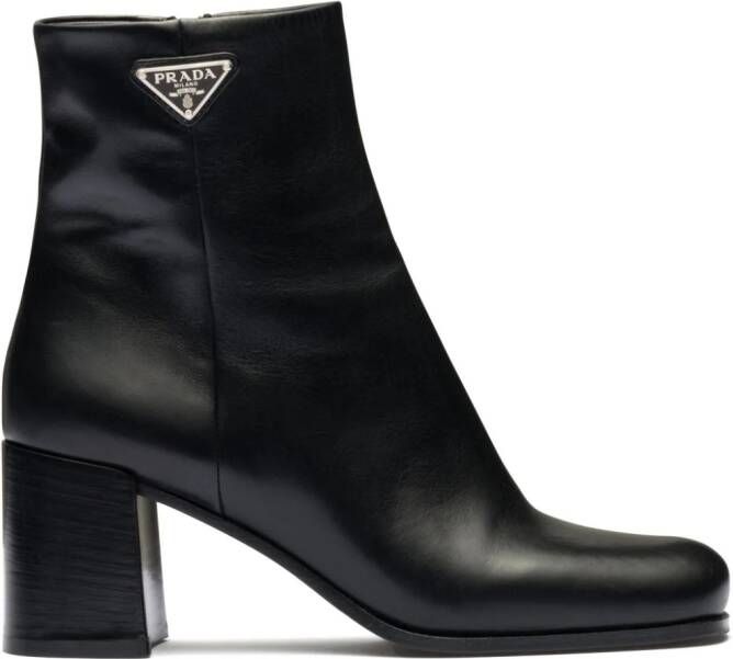 Prada logo plaque 65mm ankle boots Black