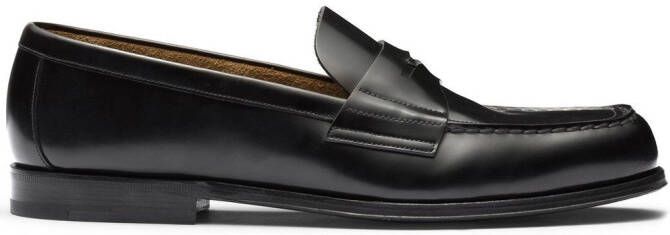 Prada logo-plaque leather loafers Black