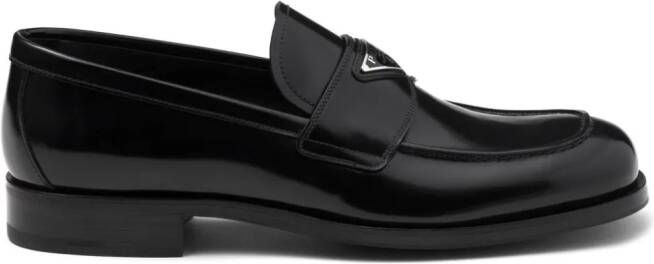 Prada logo plaque loafers Black