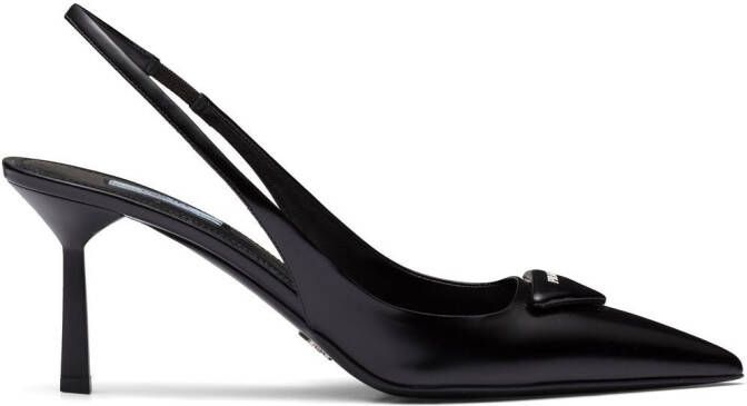 Prada logo-plaque slingback pumps Black