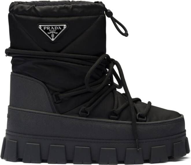 Prada logo-plaque snow boots Black