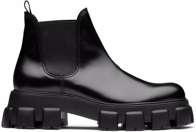 Prada Moonlith brushed leather Chelsea boots Black