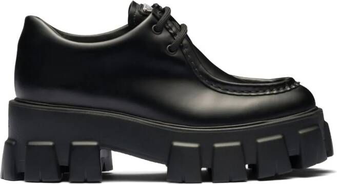 Prada Moonlith brushed leather Derby shoes Black