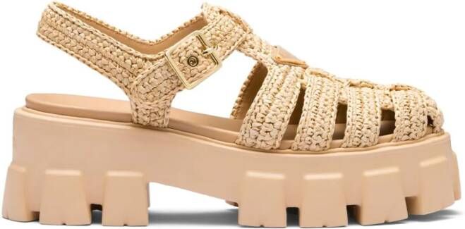 Prada Monolith raffia sandals Neutrals