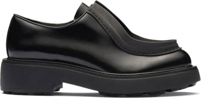 Prada raised-edge leather lace-up shoes Black