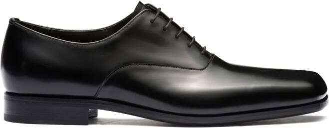 Prada square-toe leather Oxford shoes Black