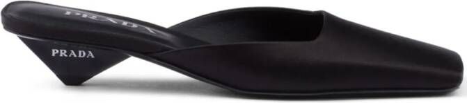 Prada square-toe satin mules Black