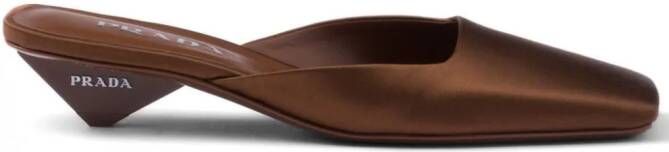 Prada square-toe satin mules Brown