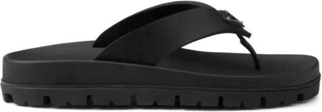 Prada triangle-logo flip flops Black