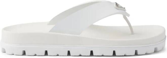Prada triangle-logo flip flops White