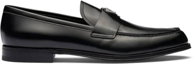 Prada triangle-logo leather loafers Black