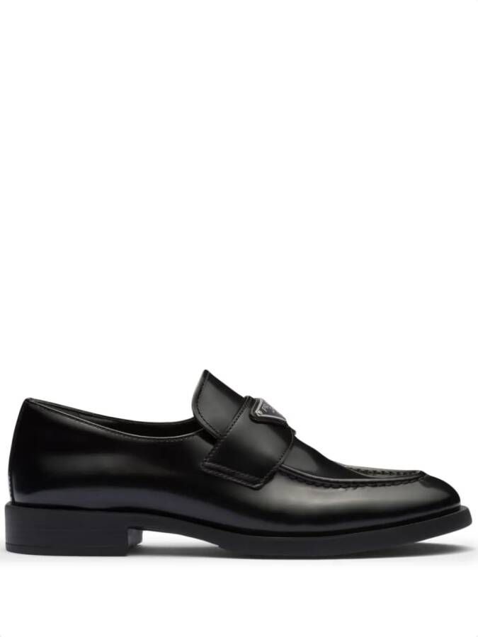 Prada Chocolate leather loafers Black