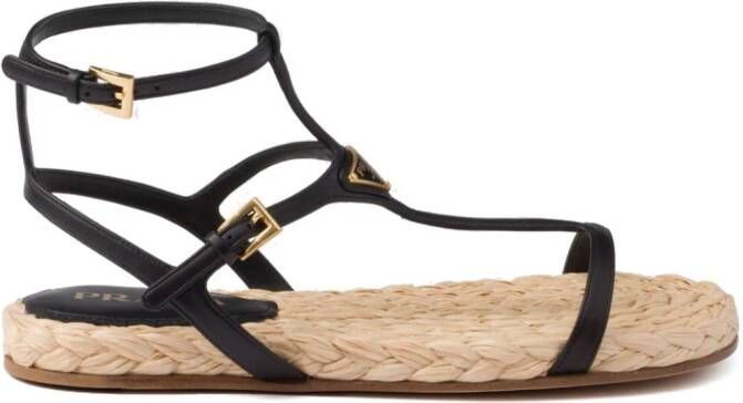 Prada triangle-logo leather sandals Black