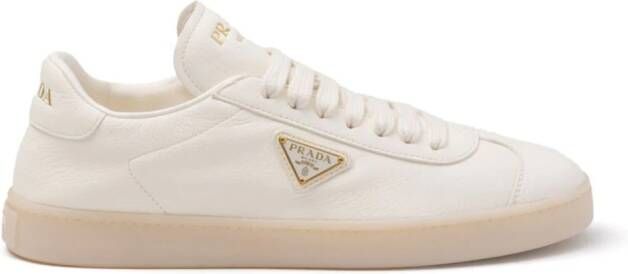 Prada triangle-logo leather sneakers Neutrals